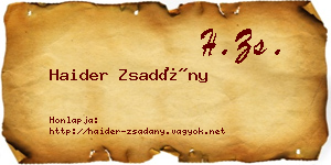 Haider Zsadány névjegykártya